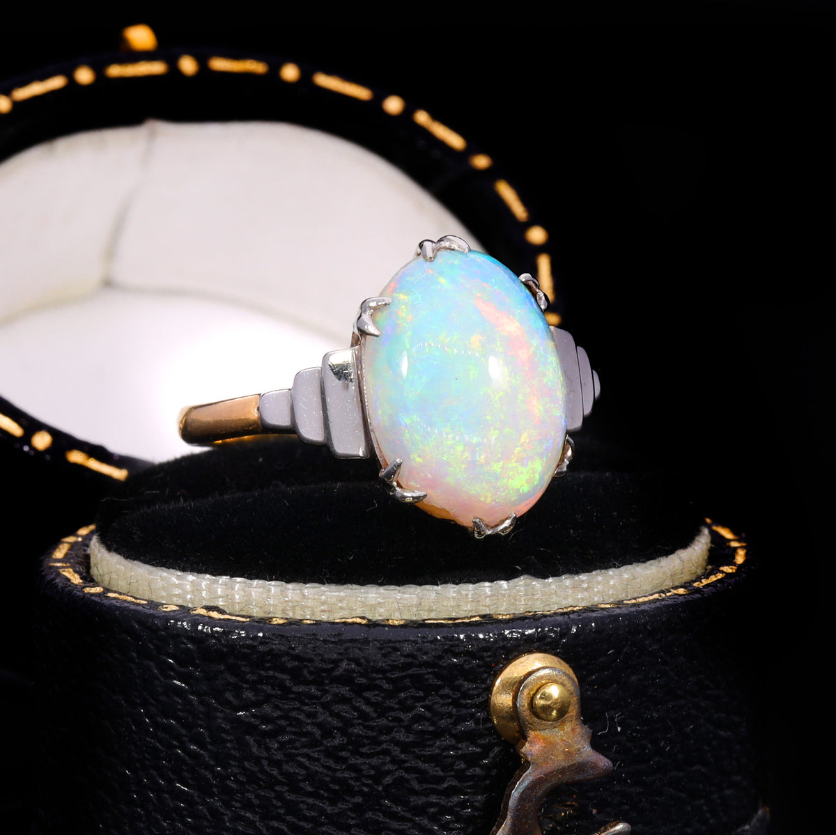 The Antique 22ct Gold Stepped Shoulder Opal Ring