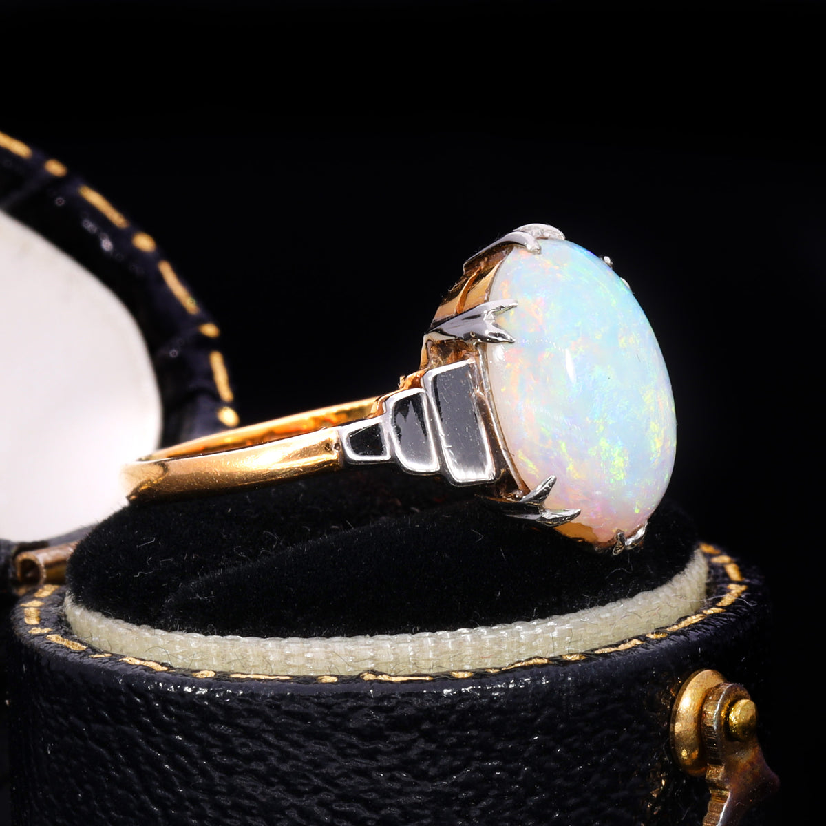The Antique 22ct Gold Stepped Shoulder Opal Ring