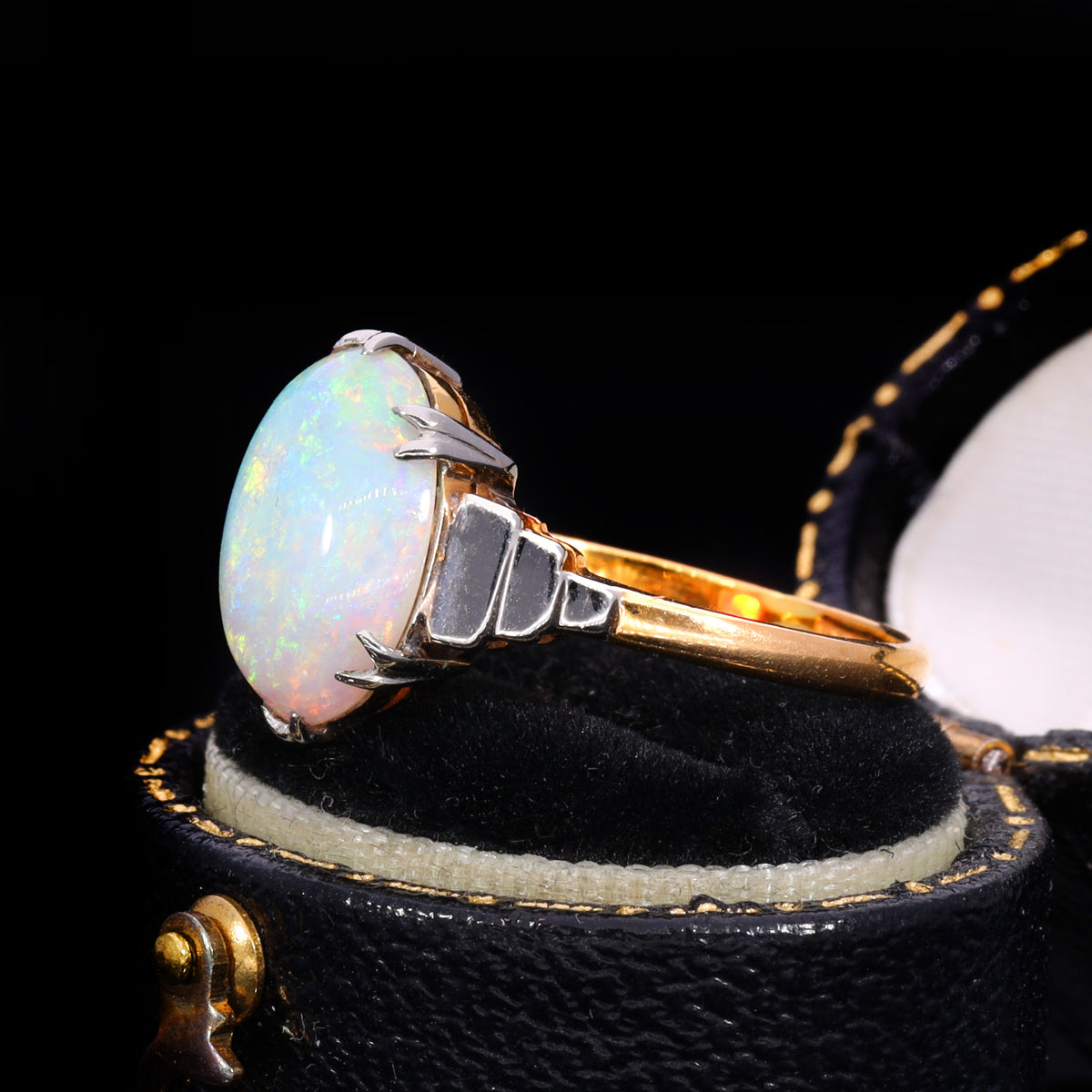 The Antique 22ct Gold Stepped Shoulder Opal Ring