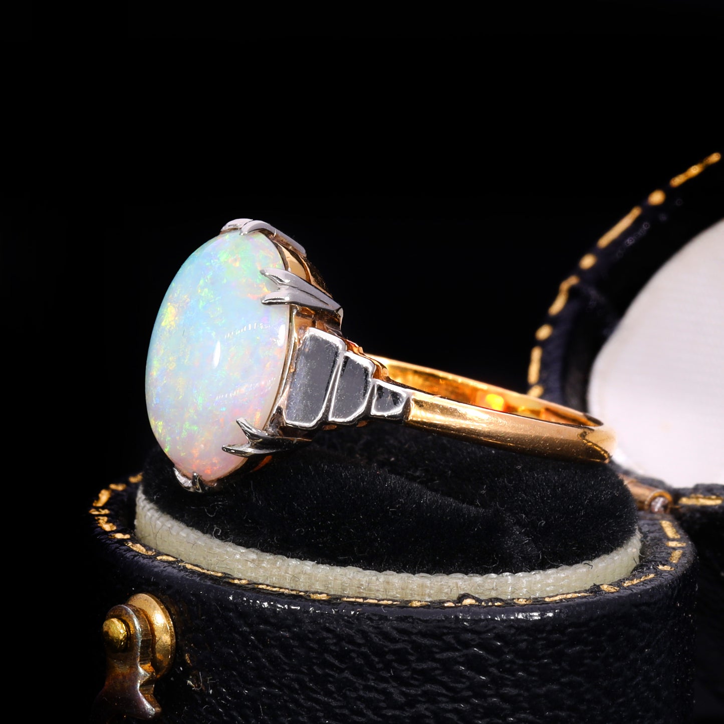 The Antique 22ct Gold Stepped Shoulder Opal Ring