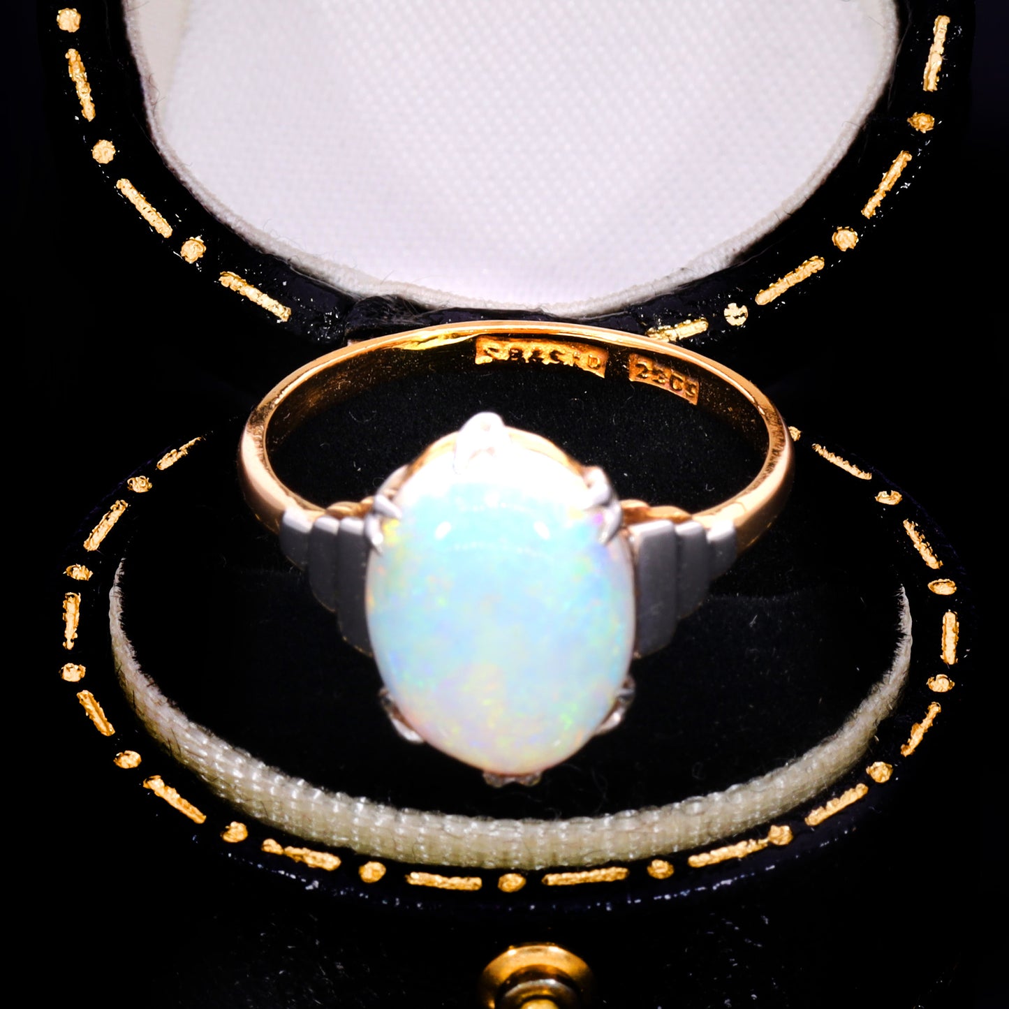 The Antique 22ct Gold Stepped Shoulder Opal Ring