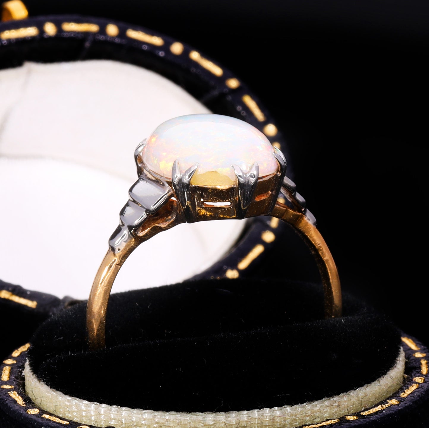 The Antique 22ct Gold Stepped Shoulder Opal Ring