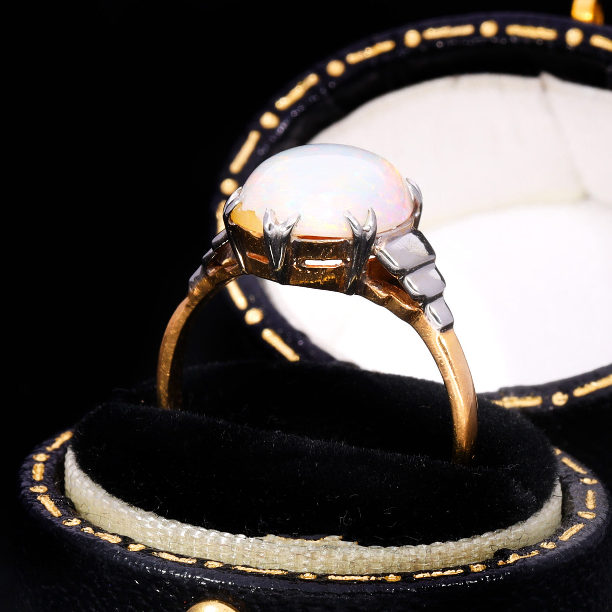 The Antique 22ct Gold Stepped Shoulder Opal Ring