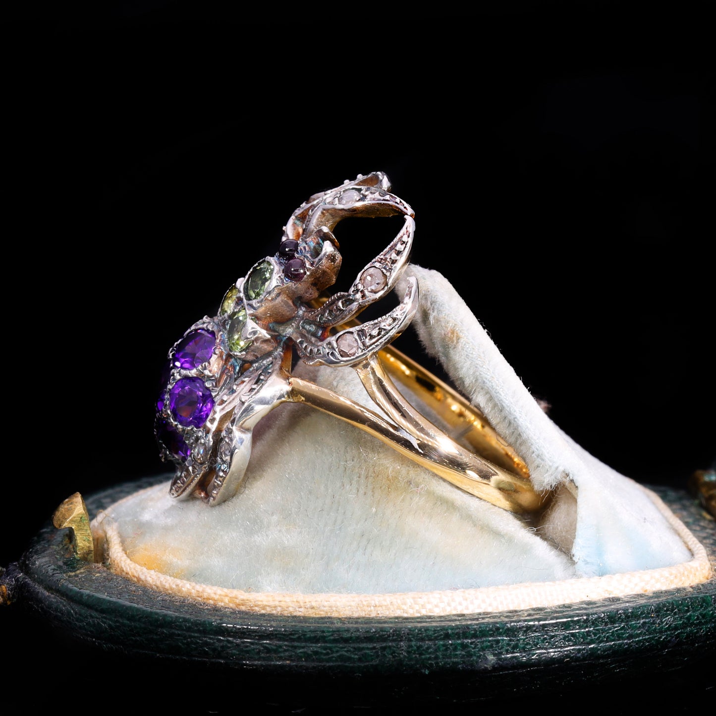 The Vintage Peridot, Amethyst, Garnet And Diamond Spider Ring