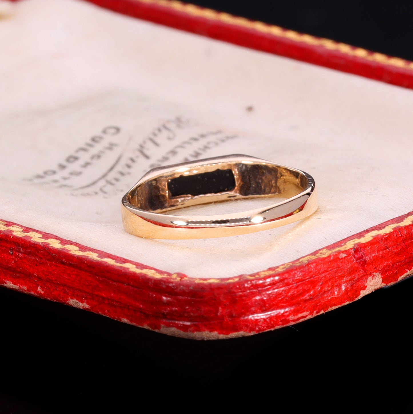 The Vintage 1978 Rectangular Onyx Crimped Edge Signet Ring