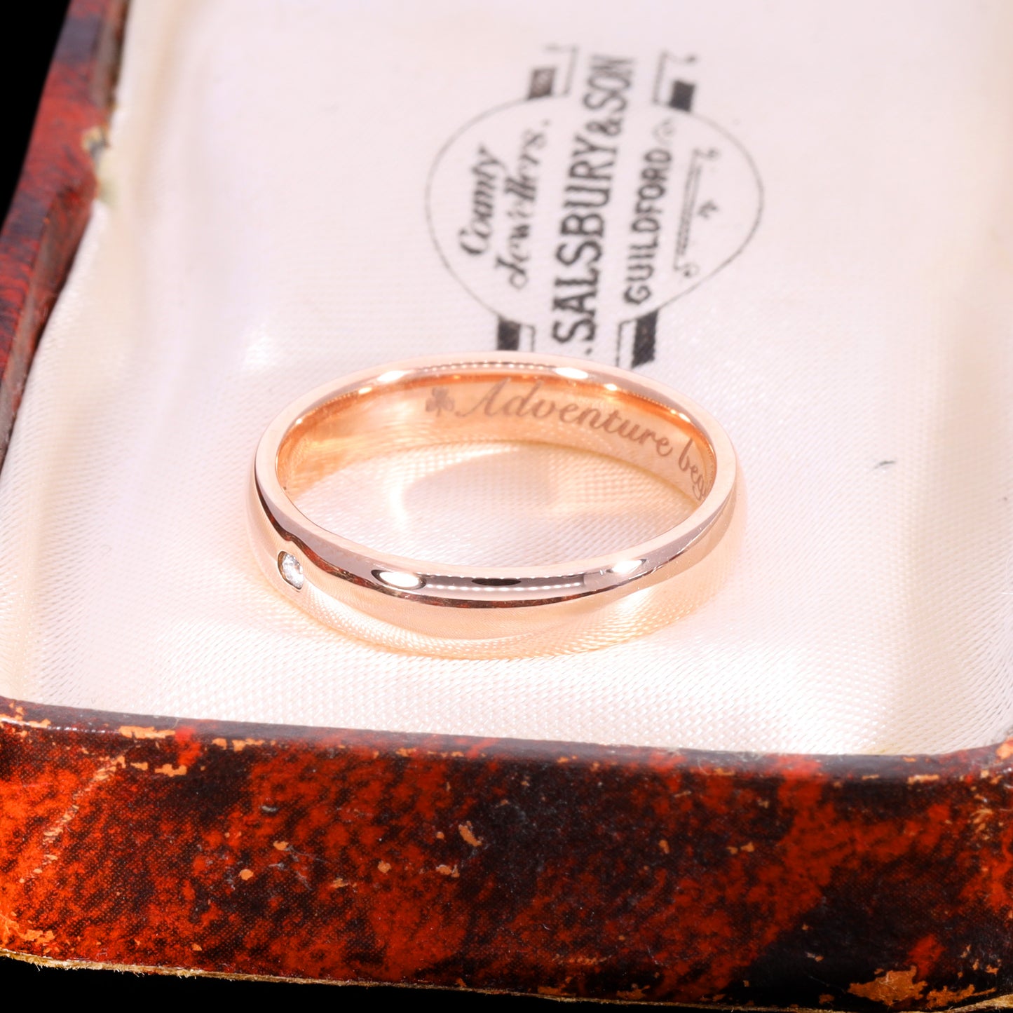 The Contemporary Rose Gold 'Adventure Begins' Diamond Wedding Ring