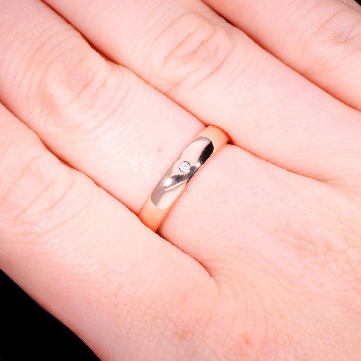 The Contemporary Rose Gold 'Adventure Begins' Diamond Wedding Ring
