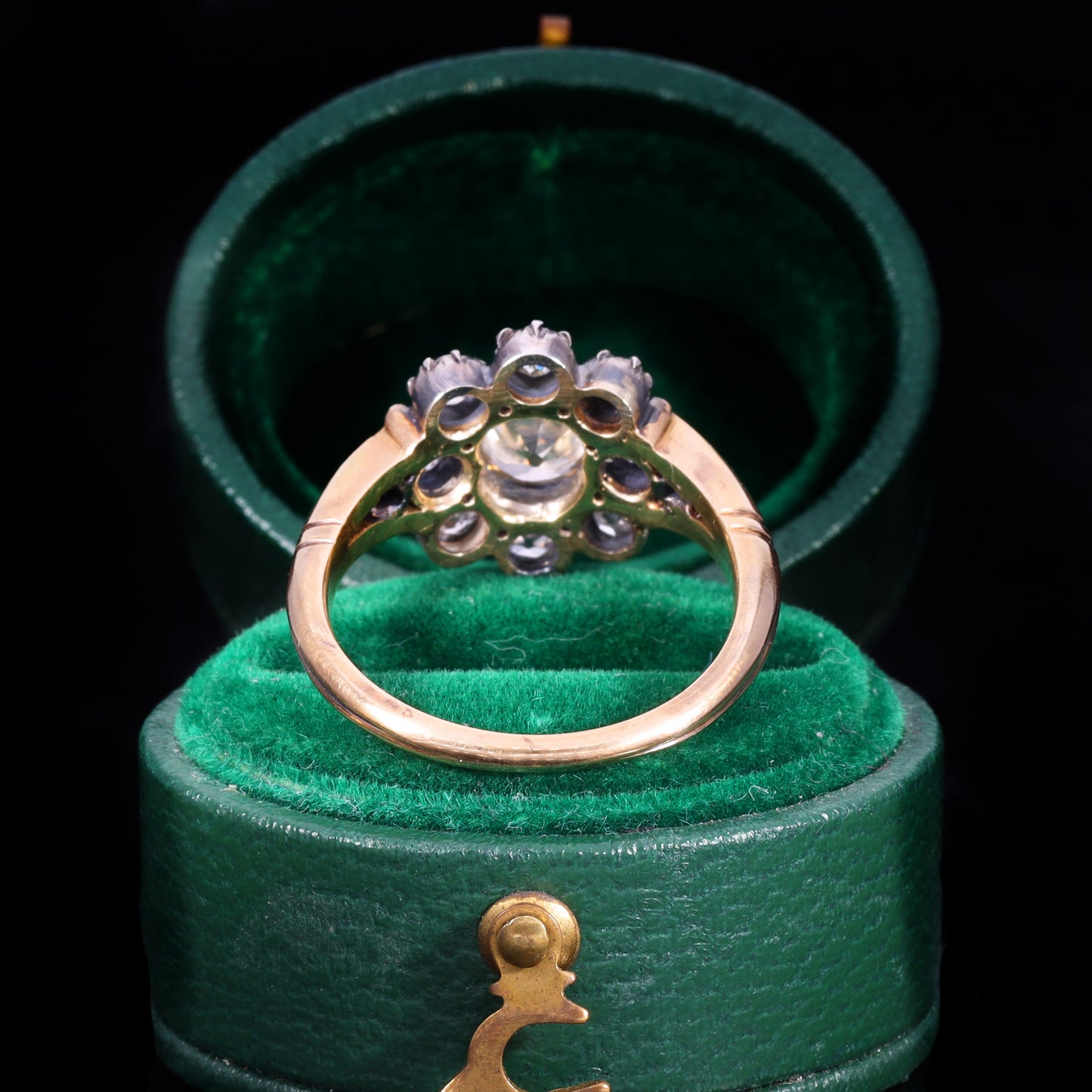 The Antique Georgian Eleven Old European Cut Diamond Cluster Ring