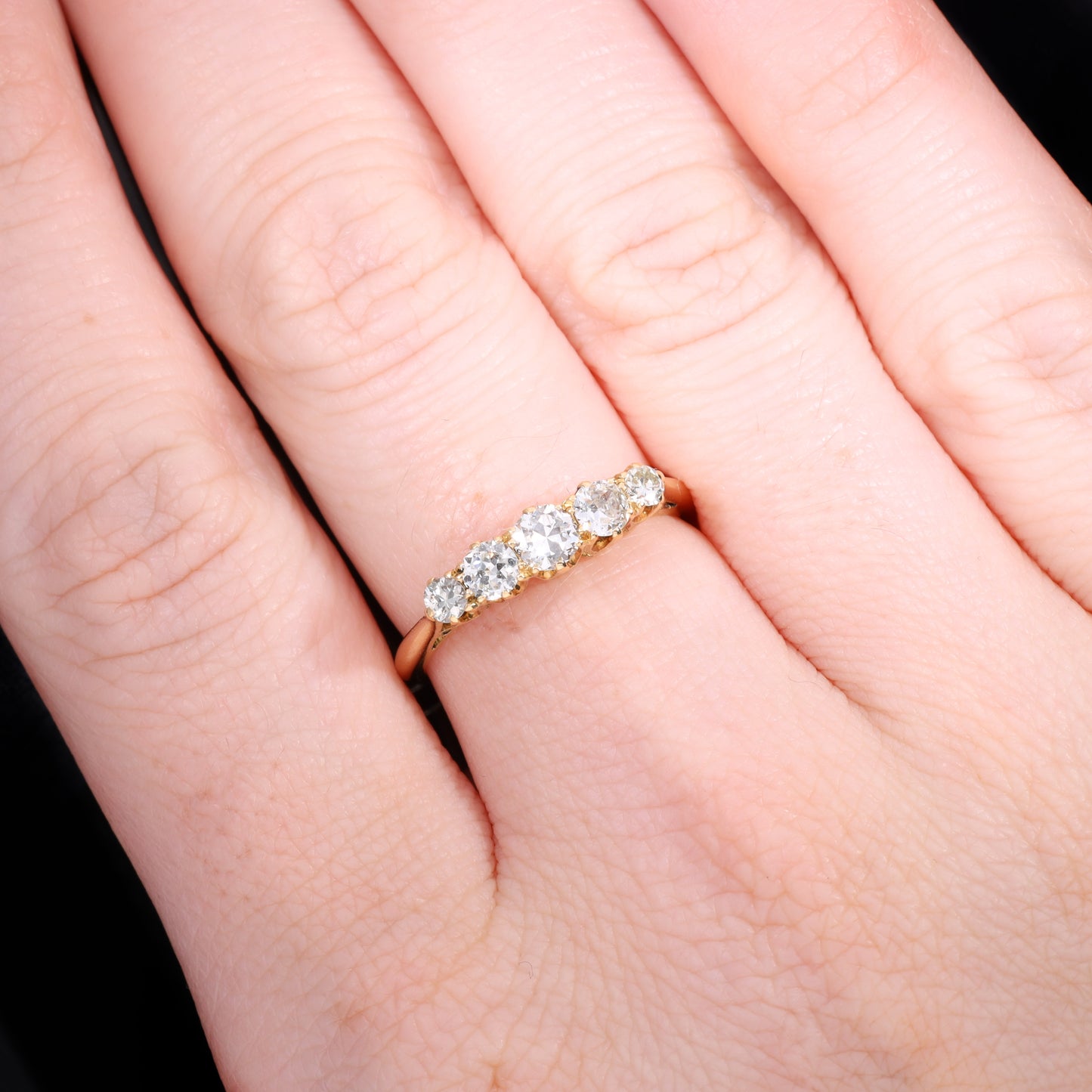 The Antique Edwardian 18ct Gold Five Diamond Ring
