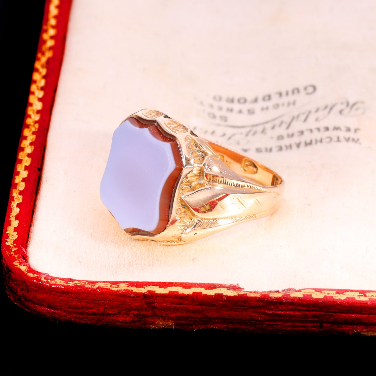 The Antique Victorian 1881 Carnelian Sheild Signet Ring