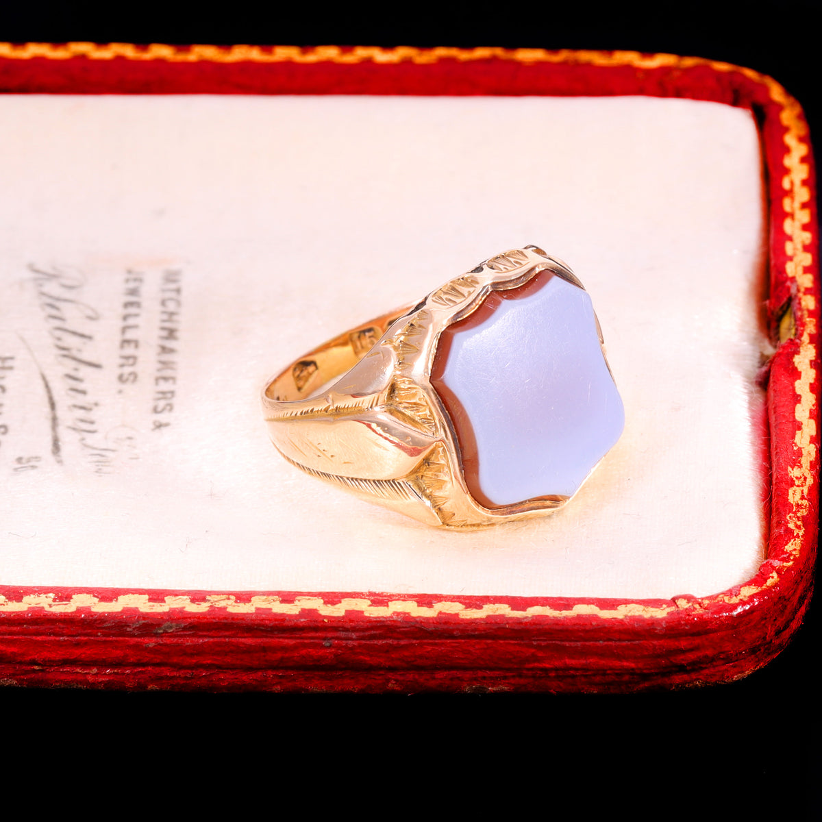 The Antique Victorian 1881 Carnelian Sheild Signet Ring