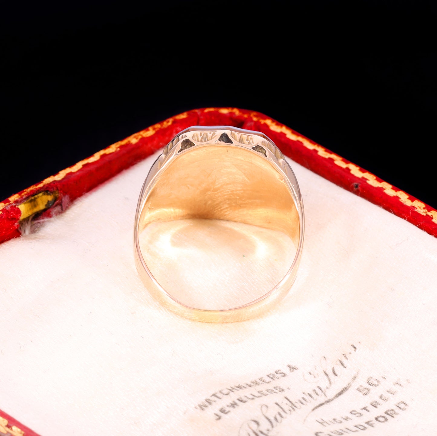 The Antique Victorian 1881 Carnelian Sheild Signet Ring