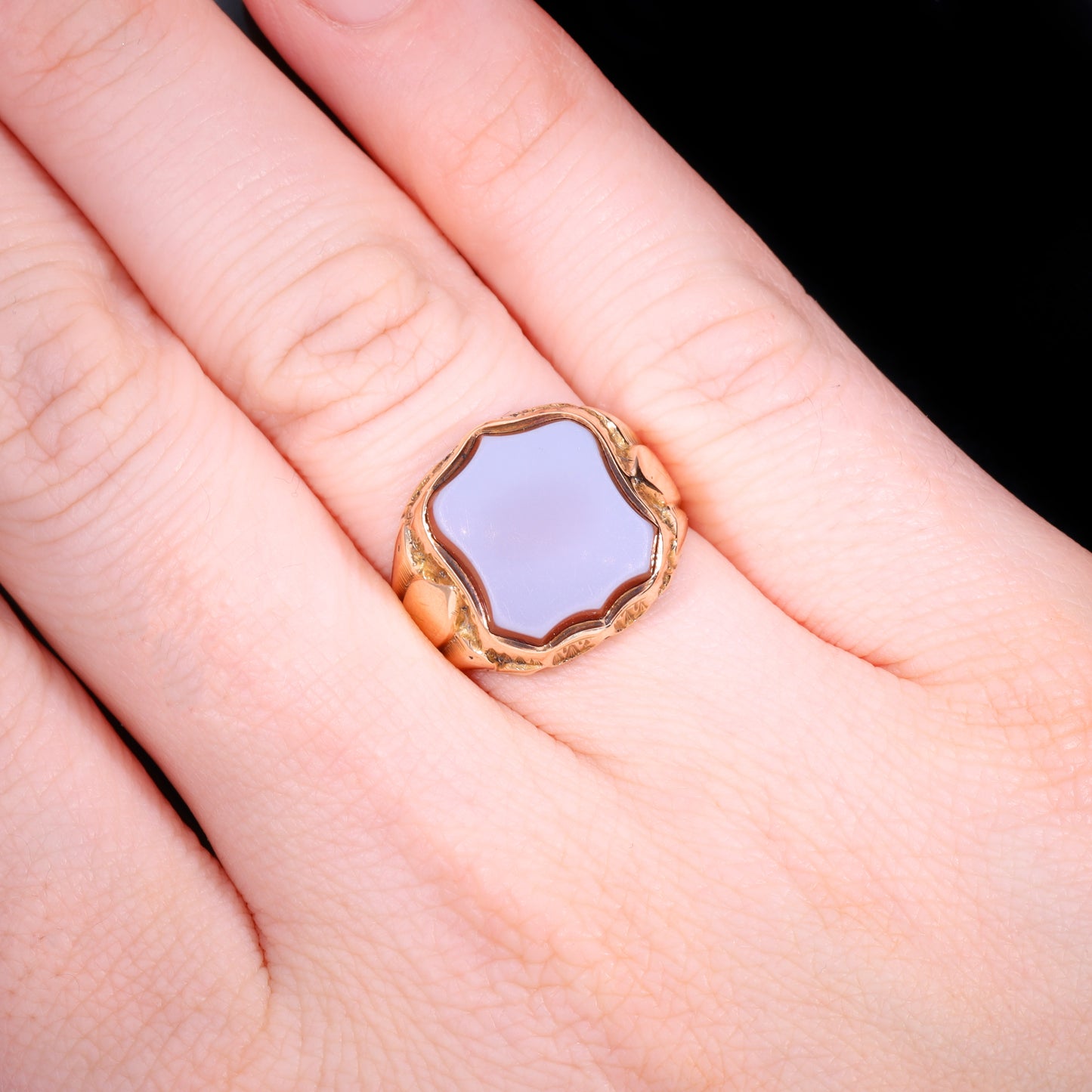 The Antique Victorian 1881 Carnelian Sheild Signet Ring