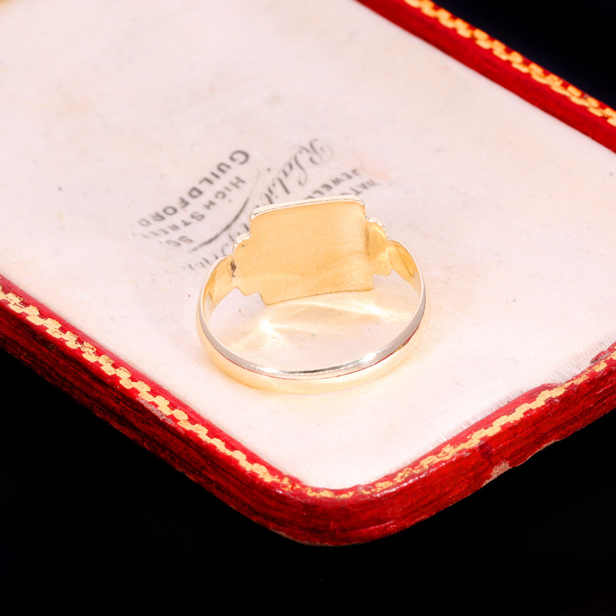 The Antique Victorian 1865 Square Stepped Shoulder Signet Ring