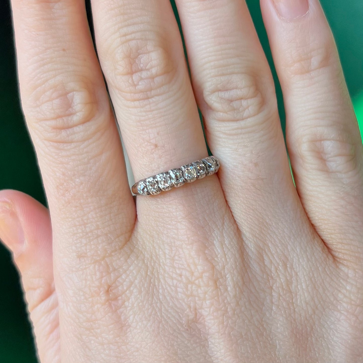 The Antique Victorian Old Mine Cut Diamond Half Hoop Ring