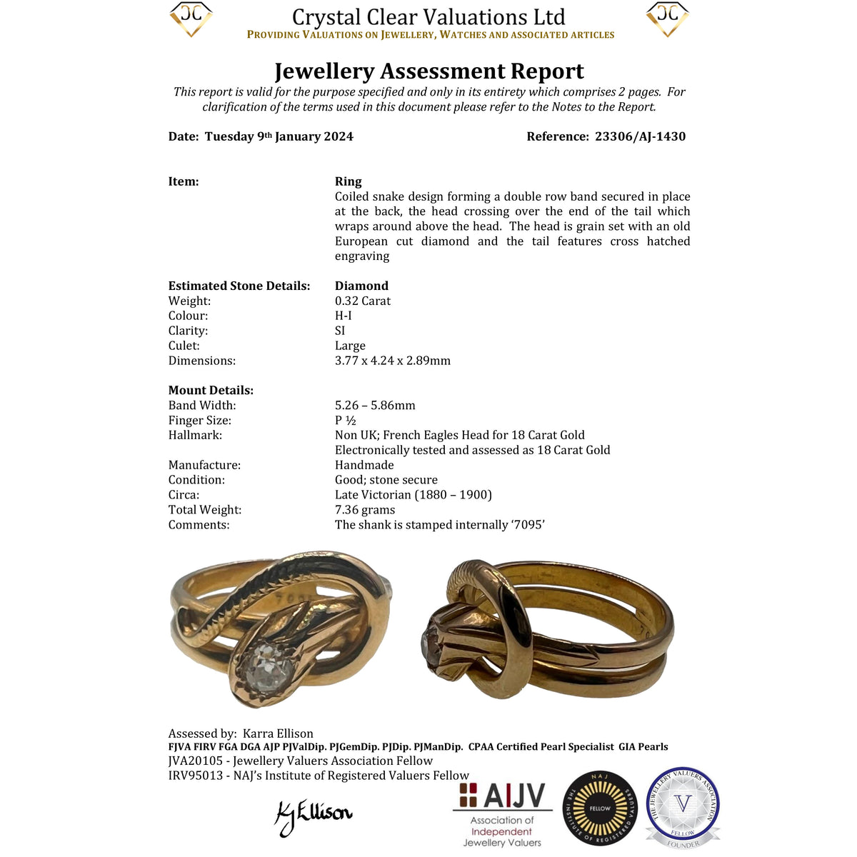 The Antique Old Cut Diamond Coiled Snake Ring - Antique Jewellers