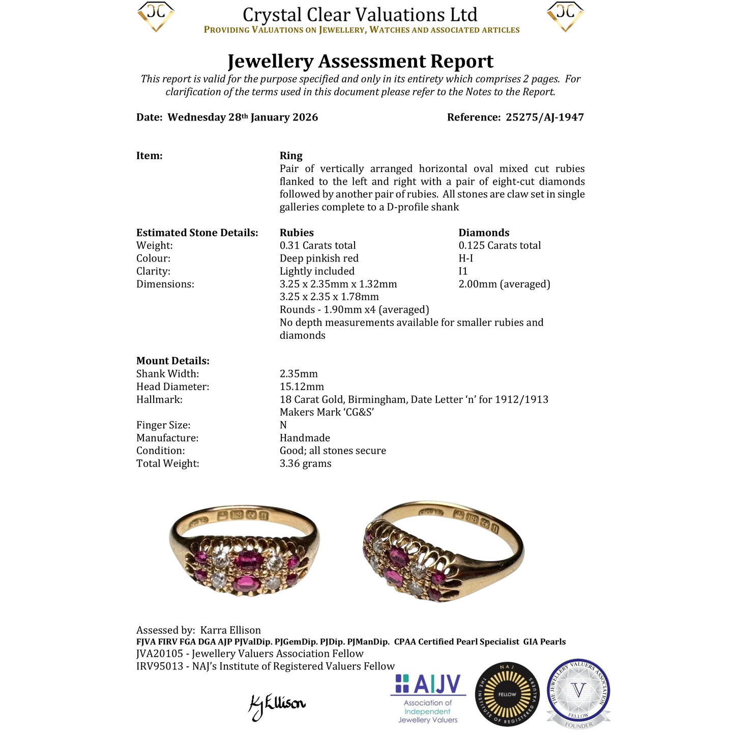 The Antique 1912 Ruby And Diamond Double Row Ring