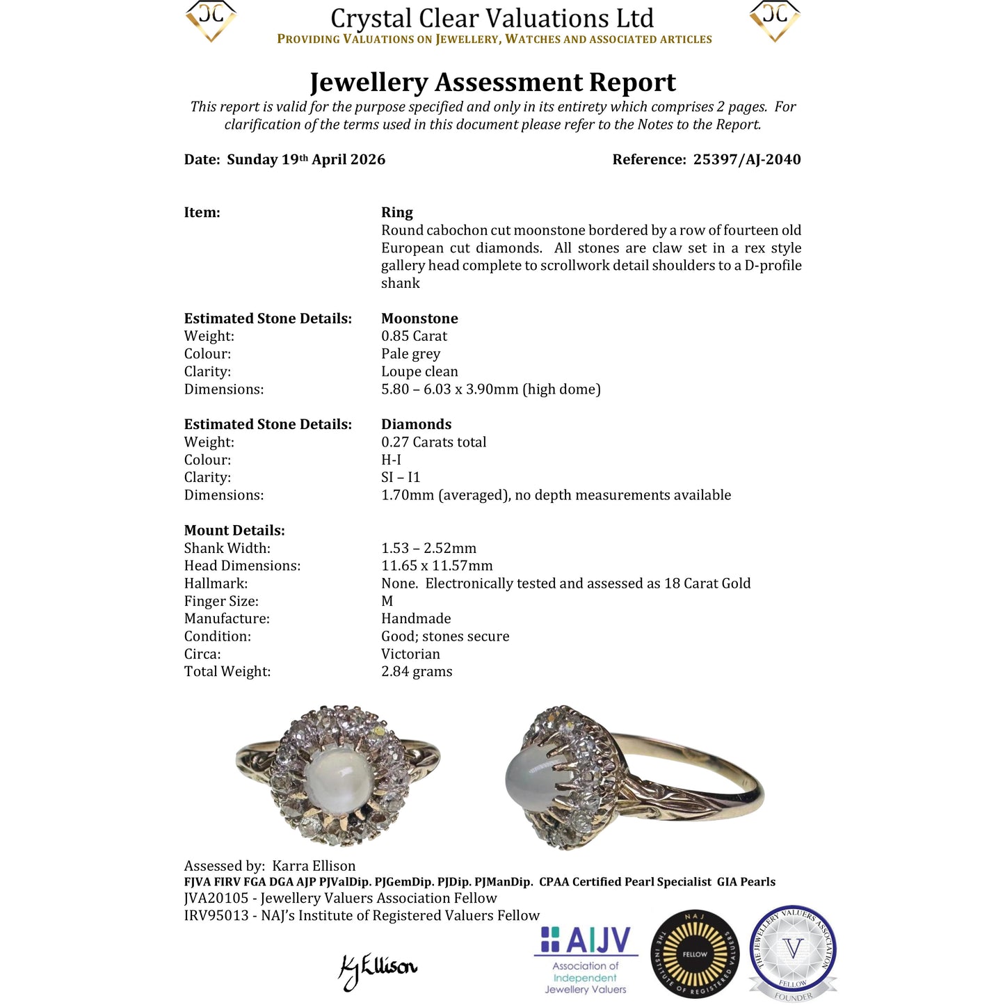The Antique Victorian Moonstone and Old Cut Diamond Cluster Ring