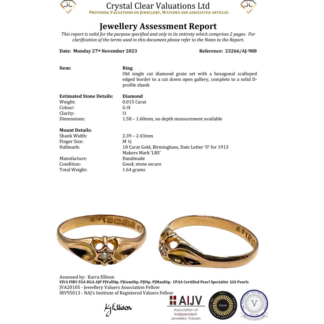 The Antique 1913 Single Cut Solitaire Diamond Ring - Antique Jewellers