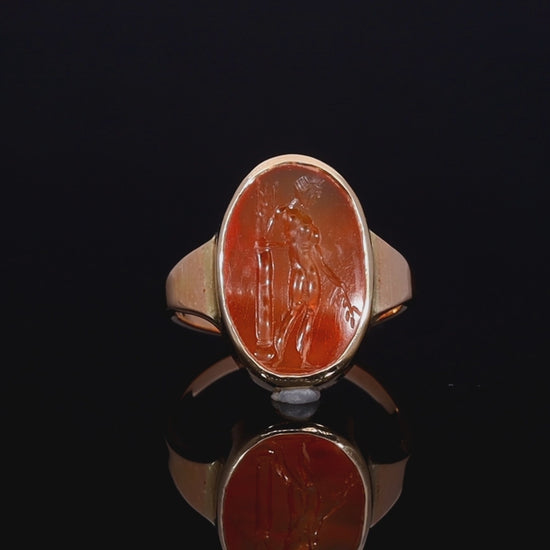 The Ancient Roman Carnelian Intaglio Olive Branch Ring
