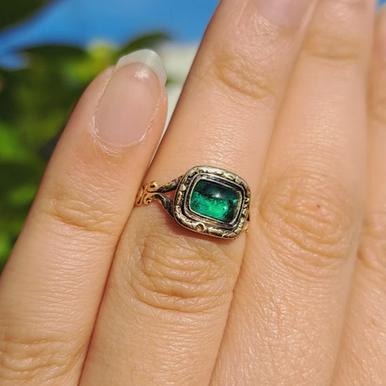 The Antique Georgian 1822 Foil Backed Green Paste Ring