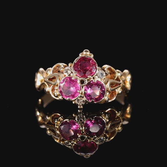The Antique Victorian Garnet and Diamond Trefoil Ring