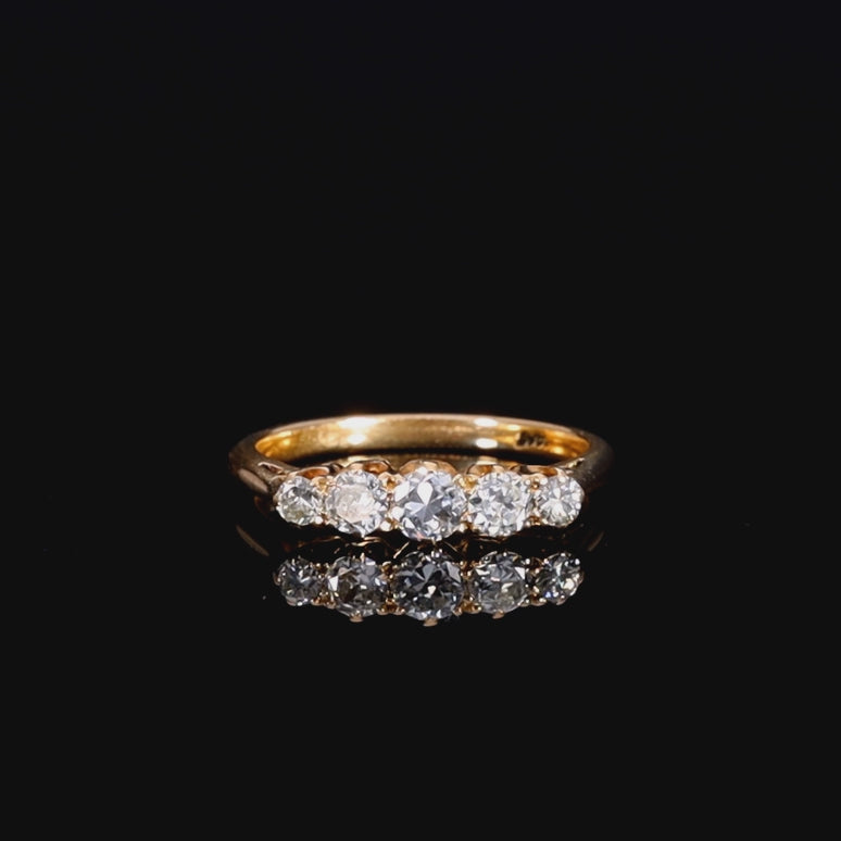 The Antique Edwardian 18ct Gold Five Diamond Ring