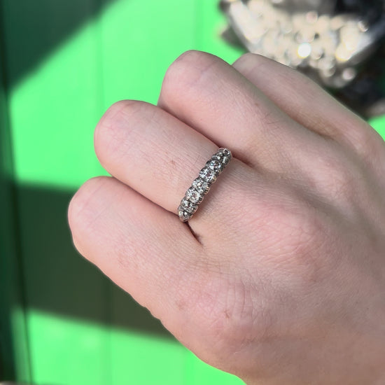 The Antique Victorian Old Mine Cut Diamond Half Hoop Ring