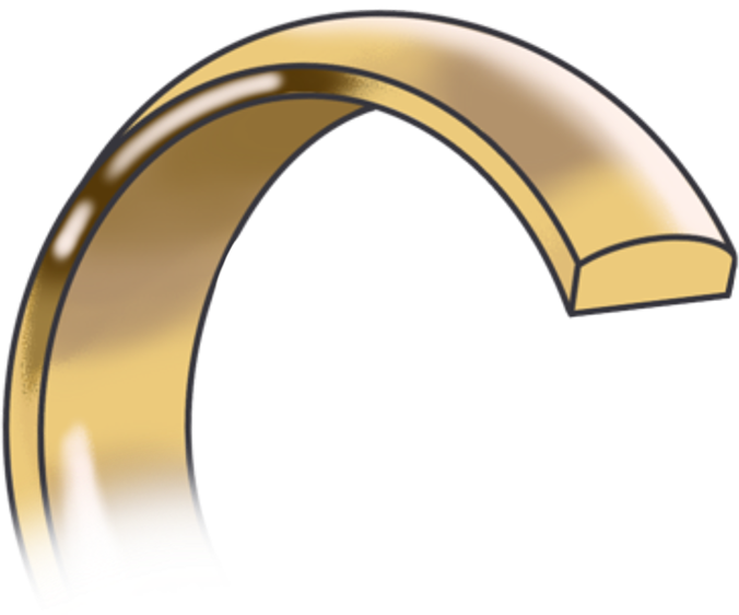 D-Shape wedding ring cross-section profile